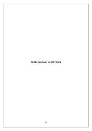 12
PROBLEMS/TASK UNDERTAKEN
 