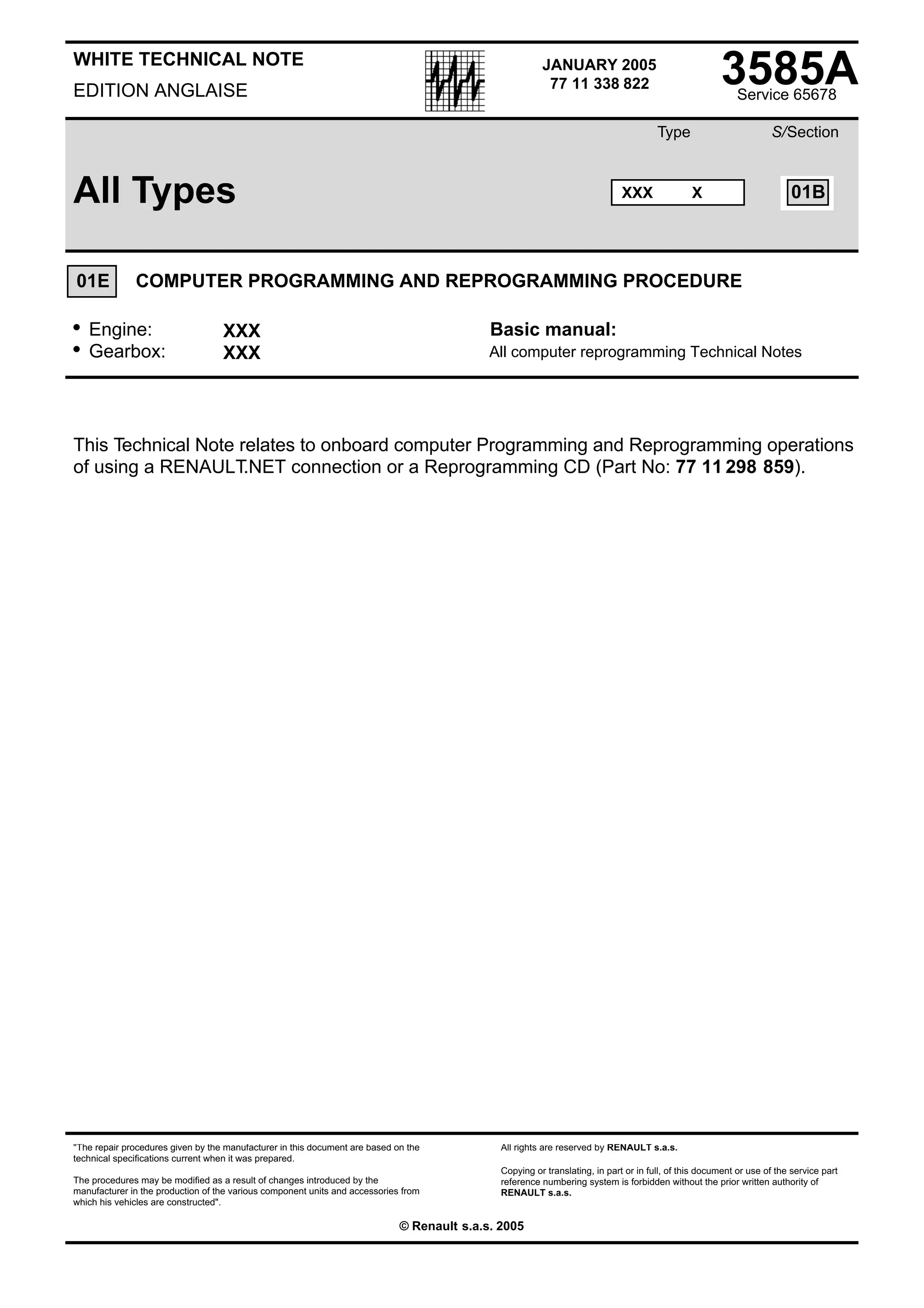 Renault re prog procedure (eng) | PDF