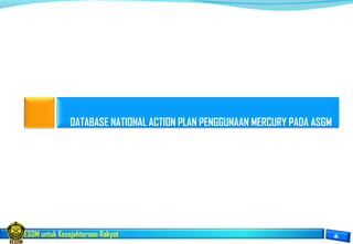 ESDM untuk Kesejahteraan Rakyat
DATABASE NATIONAL ACTION PLAN PENGGUNAAN MERCURY PADA ASGM
 
