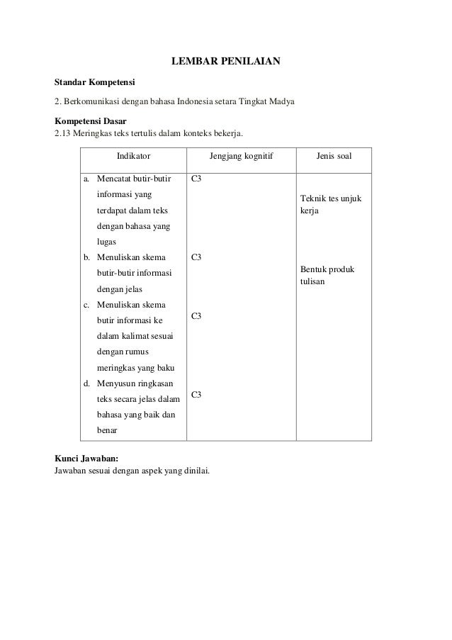 Soal Meringkas Teks Tertulis Dalam Konteks Bekerja - Rumah Pendidikan