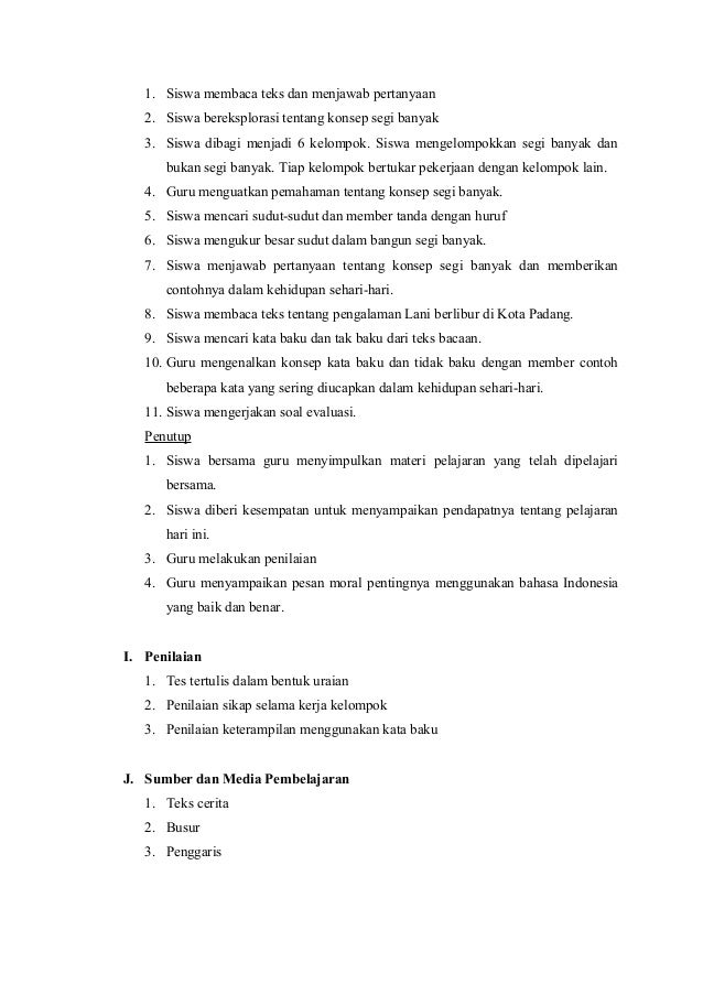 rancangan pembelajaran 6 contoh ipa kelas IPA Rencana pembelajaran pelaksanaan contoh kelas IV