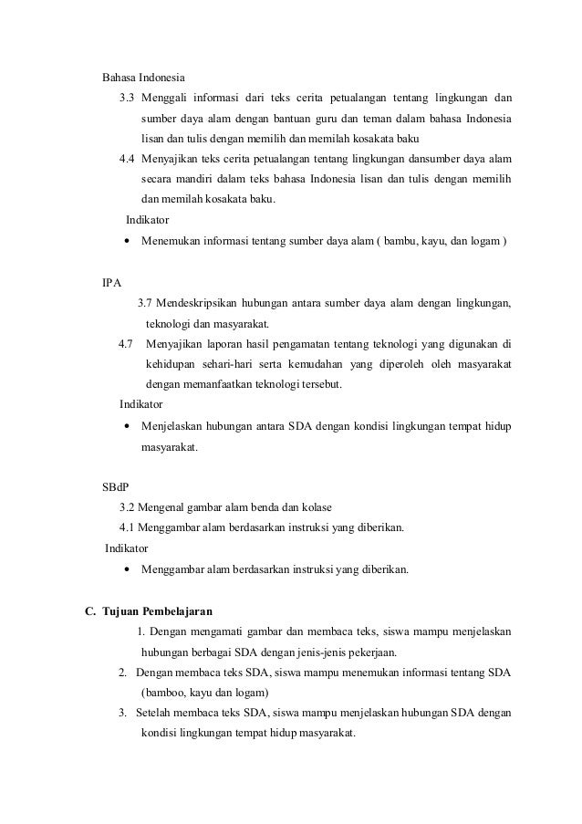 Contoh Rencana pelaksanaan pembelajaran IPA kelas IV