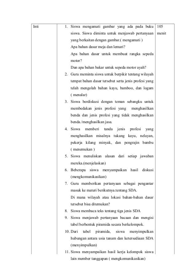 ipa pembelajaran kelas rancangan 6 contoh kelas contoh Rencana pembelajaran pelaksanaan IV IPA