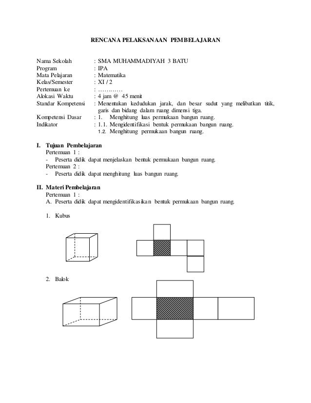 Rencana Pelaksanaan Pembelajaran