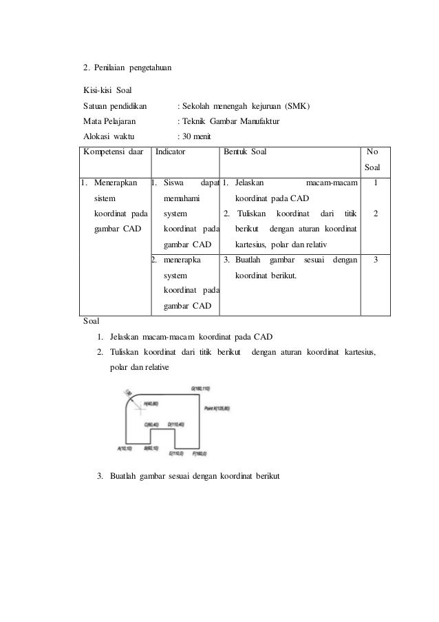 Contoh Soal Smk Materi Sistem Koordinat Pada Cad - Pendidik Siswa