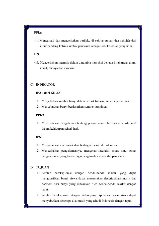 Rencana pelaksanaan pembelajaran pkn kelas empat 2013