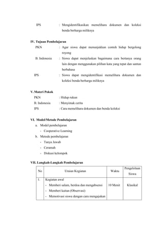 Rencana pelaksanaan pembelajaran tematik | DOCX