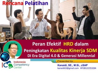 Peran Efektif HRD dalam
Peningkatan Kualitas Kinerja SDM
Di Era Digital 4.0 & Generasi Millennial
 