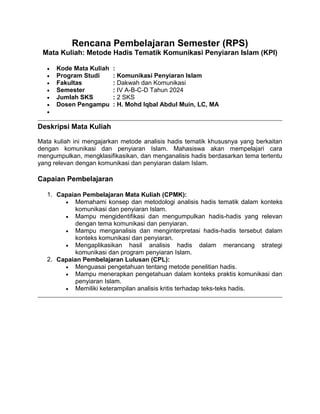 Rencana Pembelajaran Semester SM IV KPI.docx