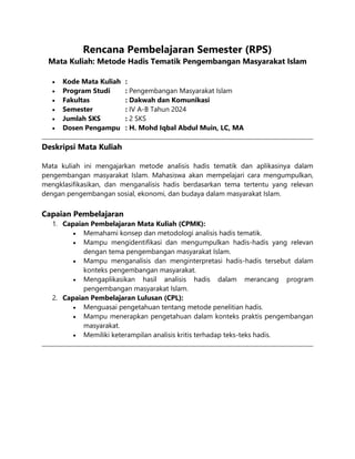 Rencana Pembelajaran Semester SV IV PMI.docx