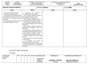 ‘OS-HRDS
FORM NO. 8
01/30/91
MONTHLY
PERFORMANCE
OUTPUT REPORT
DEPARTMENT OF LABOR AND EMPLOYMENT
Office of the Secretary
...