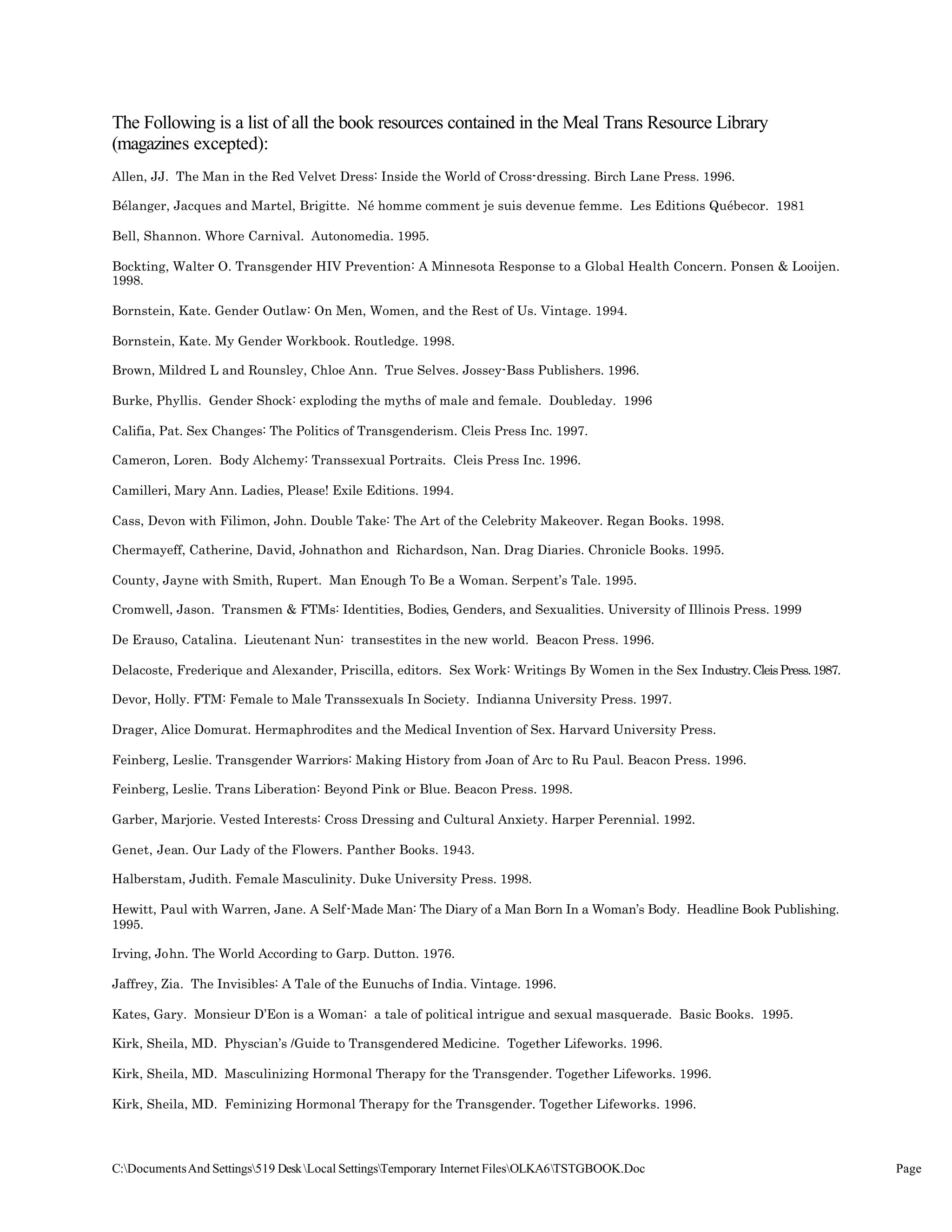 Rencontre du CRIPS / Act Up-Paris "Personnes trans : quels enjeux de santé ?" - Dossier documentaire