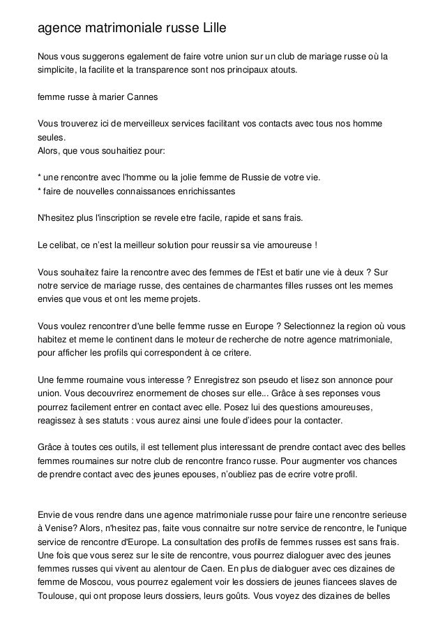 Agence matrimoniale russe avis