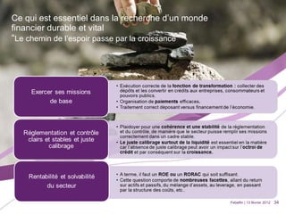 Ce qui est essentiel dans la recherche d’un monde  financier durable et vital  “ Le chemin de l’espoir passe par la croissance” Febelfin | 13 février 2012 