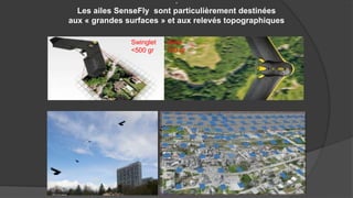 :
Les ailes SenseFly sont particulièrement destinées
aux « grandes surfaces » et aux relevés topographiques
Swinglet
<500 ...