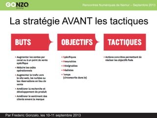 Rencontres Numériques de Namur – Septembre 2013
Par Frederic Gonzalo, les 10-11 septembre 2013
La stratégie AVANT les tactiques
 