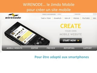 WIRENODE… le Jimdo Mobile
 pour créer un site mobile




     Pour être adapté aux smartphones
 
