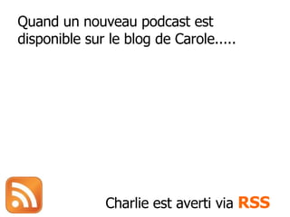 Quand un nouveau podcast est disponible sur le blog de Carole..... Charlie est averti via  RSS 