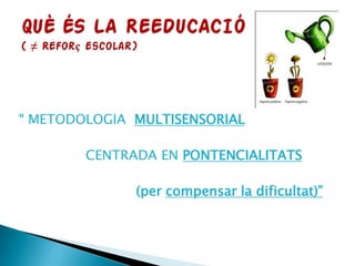 “ METODOLOGIA MULTISENSORIAL
CENTRADA EN PONTENCIALITATS
(per compensar la dificultat)”
 