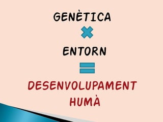 GENÈTICA
ENTORN
DESENVOLUPAMENT
HUMÀ
 