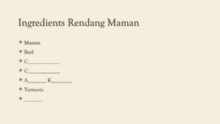 RENDANG RESEPI DAN PELBAGAI JENIS RENDANG | PPTX