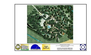 PROPUESTA PARA EL DISEÑO
DE UN HOTEL CAMPESTRE EN POTRERILLOS ARRIBA
PROVINCIA DE CHIRIQUÍ
PLANTA DE LOCALIZACION AMBIENTADA
REALIZADO POR: OVIDIO PAUL JURADO MONG
PANAMA, AÑO DEL CENTENARIO DE LA REPUBLICA arquitectura
 