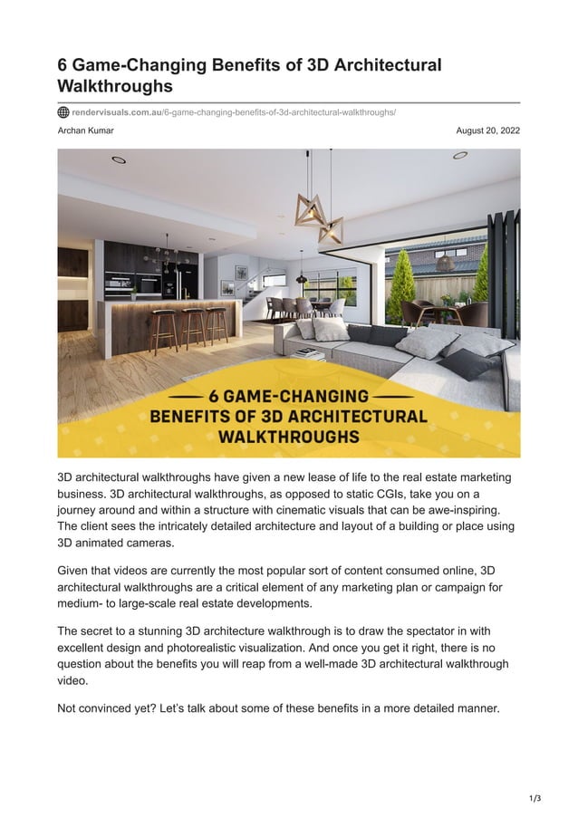 A Comprehensive Guide To Using 3D Architectural Walkthroughs – VTDQ