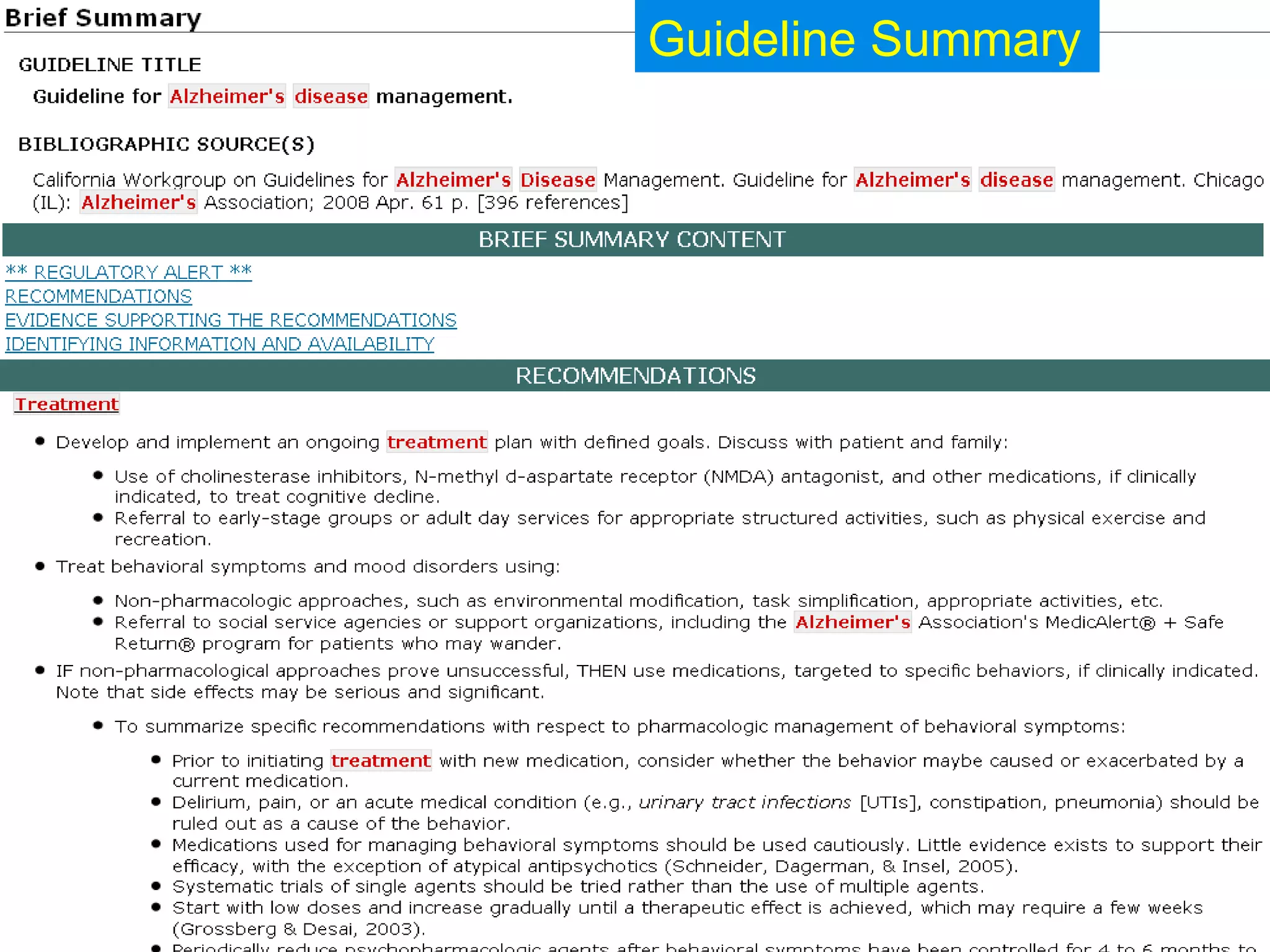 Guideline Summary 