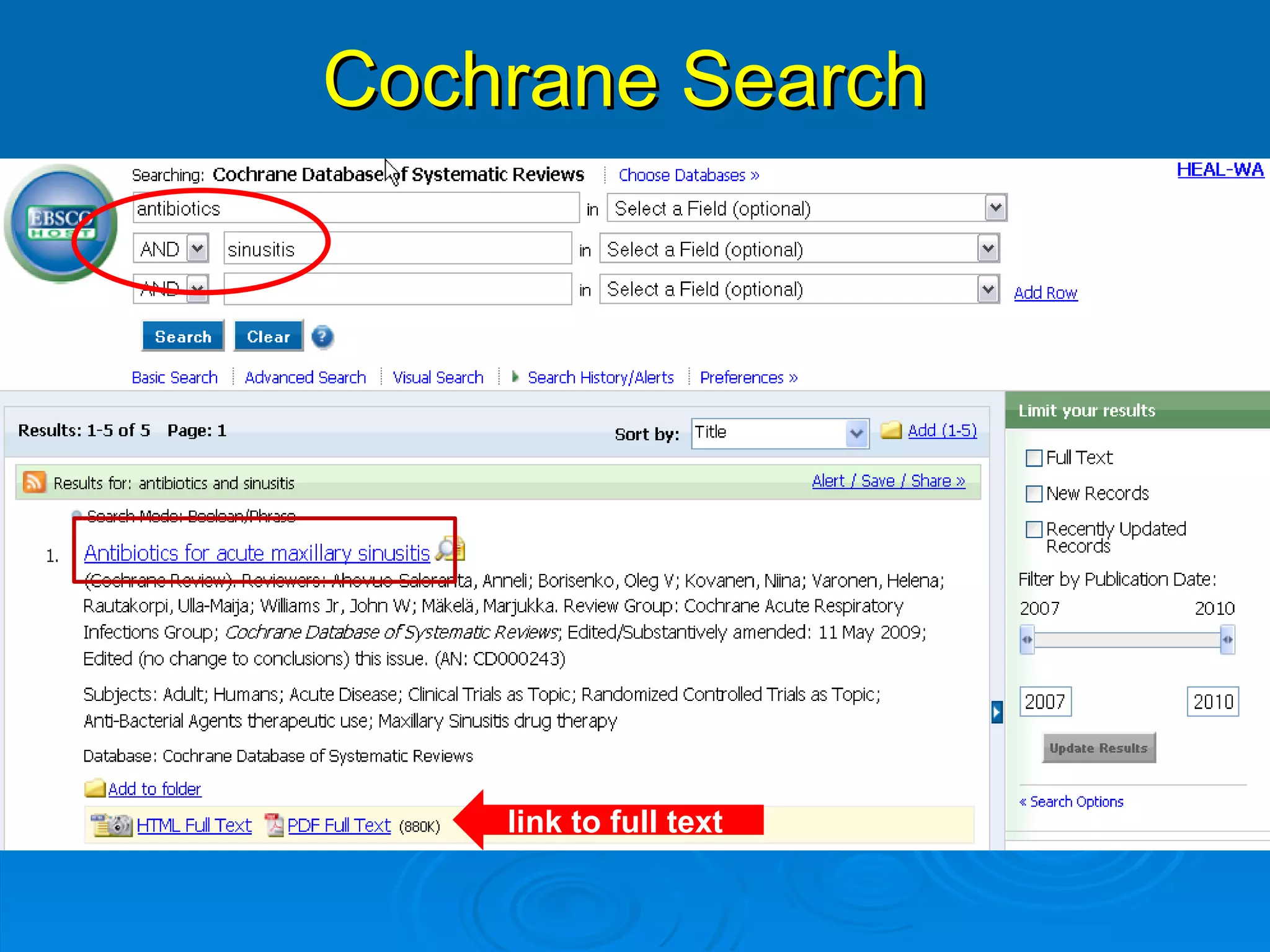 Cochrane Search link to full text 