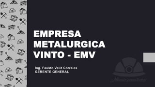 PRESENTACIÓN
Empresa Metalúrgica Vinto, empresa estatal y
estratégica, funde y refina concentrados de estaño
para ofrecer ...