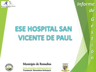 Municipio de Remedios 
www.remedios-antioquia.gov.co 
Facebook: Remedios Antioquia 
GERENTE: 
JEAN CARLO VANEGAS 
Noviembre 2014 
 