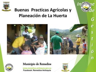 Buenas Practicas Agrícolas y 
Planeación de La Huerta 
Municipio de Remedios 
www.remedios-antioquia.gov.co 
Facebook: Remedios Antioquia 
 
