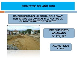 II. PROYECTOS DE LOS AÑOS ANTERIORES QUE SE VIENEN EJECUTANDO