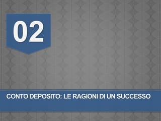 02
CONTO DEPOSITO: LE RAGIONI DI UN SUCCESSO
 