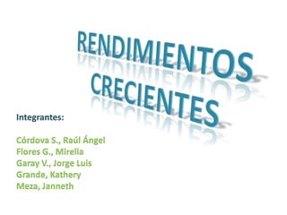 Integrantes:

Córdova S., Raúl Ángel
Flores G., Mirella
Garay V., Jorge Luis
Grande, Kathery
Meza, Janneth
 