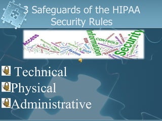 3 Safeguards of the HIPAA Security Rules Technical Physical Administrative 