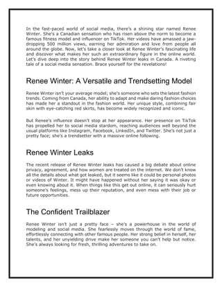 The Rise of Renee Winter - Social Media Sensation | PDF