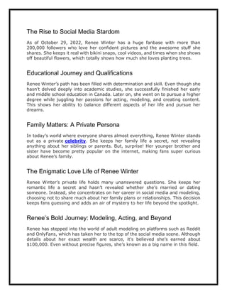The Rise of Renee Winter - Social Media Sensation | PDF