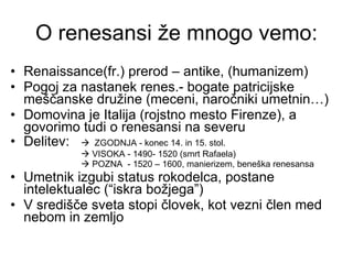 Renesansa 1. Letnik Za Dijake | PPT