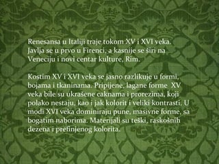 Rim Renesansa Renesansni kostim italija | PPT