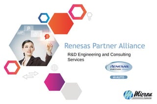 Renesas Partner Alliance
R&D Engineering and Consulting
Services
 