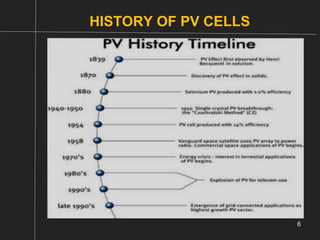 HISTORY OF PV CELLS
6
 