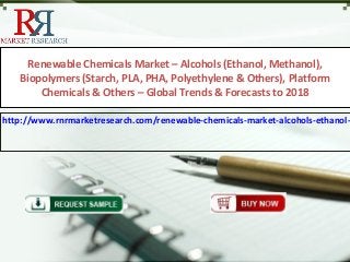 Renewable Chemicals Market – Alcohols (Ethanol, Methanol),
Biopolymers (Starch, PLA, PHA, Polyethylene & Others), Platform
Chemicals & Others – Global Trends & Forecasts to 2018
http://www.rnrmarketresearch.com/renewable-chemicals-market-alcohols-ethanol-
 