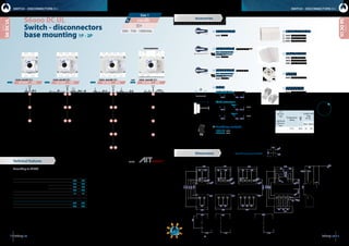 76 dimensions:   inches   millimeters
2 1
2’ 1’
1’1
1’1
1’
1
2’ 1’1
2
1’2’2
1
1 1’ 2’2
2 2’
1’1
2 1
1’2’
2 1
1’2’
1’1
1 1’2
2’
1’
1
2’
1 1’ 2
1 1’ 2’2
1 1’
2’2
1’1
1’2’
2 1
2’ 1’
12
S6-0250 _ _ S00L S6-0250 _ _ S00L S6-0250 _ _ S00L S6-0200 _ _ S00L
2L 2G 2A
2J 2B
2X
1S 2E
1M
2H 2C
2K 2D
2Y
1U 2F
1Q
1V
1W
250A 250A 250A 200A
250  200A
7/8-14 UNF
TORQUE
500 lbfxin / 56 Nxm
10-32 UNF
TORQUE
26,55 lbfxin / 3 Nxm
L
P
5.51140
4.92
125
4,53
115
2x
1.10
28
1.57
40
ø0.22
ø5,5
S6DC UL
S6DC UL
1’1
1’1
1’1
1A
1B
1C
1D
Switch - disconnectors
base mounting 1P - 2P
S6000 DC UL
CODE - 500 Vdc  CODE - 750 Vdc  CODE - 1000 Vdc  CODE - 1000 Vdc 
FUSIBLE SWITCH
250 A
Conforms to UL98B. Minus 20 to +50ºC. PV disconnects switch. Location Category B
1000 Vdc 250 A  Torque: 159 lbf·in. Short circuit rating: 10 kA
Suitable for Use in PV Systems in accordance with Article 690 of the NEC
IEC-60947-3  Uimp 12 kV  DC21B - 1000 Vdc - 250 A  Ui 1500 Vdc  Ith 250 A
200 A
Conforms to UL98B. Minus -20 to +50ºC. Location Category B
1000 Vdc 200 A PV disconnect Switch. Short circuit rating: 10 kA
Continuous load current not to exceed 80% of the rating of fuses employed
in other than motor circuits
IEC-60947-3  Uimp 12 kV  DC21B - 1000 Vdc - 200 A  Ui 1500 Vdc  Ith 200 A
Accessories
Dimensions
 250 200
Rated thermal current Ith -20ºC to +50ºC  A 250 200
Ampere - Rating Code 500 Vdc A 250 200
Code 750 Vdc A 250 200
Code 1000 Vdc A 250 200
Rated short-circuit current Icc kA 10 10
Maximum weight Consult according to code
Wiring capacity
Minimum connection wire range/AWG MCM 350 350
Maximum connection wire range/AWG MCM 400 400
500 - 750 - 1000 Vdc
According to UL98B
3/0
85 mm2
min
-
400 kcmil
240 mm2
max
Temperature
rating
Copper wire
only
M +5%
-10%
Nxm lbfxin
75 ºC M10 18 159
Size 1
SWITCH - DISCONNECTORS O-I SWITCH - DISCONNECTORS O-I
series
series
	Terminal lug
	 CODE  DR-TL11 (2 units)
	(Using phase barriers DR-SF_ _
to maintain the required clerance
	Phase barriers
	CODE  DR-SF11 (1 unit)
	CODE  DR-SF12 (2 units)
	CODE  DR-SF13 (3 units)
	Terminal shrouds
	CODE  DR-CU11 (1 unit)
	 CODE  DR-CU12 (1 unit)
	CODE  DR-CU13 (1 unit)
	Spacers
	 CODE  DR-EL11 (4 units)
	Direct handle
	 CODE DS-SI11
	Panel handle  without shaft
	IP65  UL50E/NEMA 250
	 Types: 1, 3R, 4, 4X y 12
	 CODE DS-SA14
	Panel handle  shaft included *(e1)
	IP65  UL50E/NEMA 250
	 Types: 1, 3R, 4, 4X y 12
	 CODE DS-SA11
	Shafts
Standard shaft included *(e1)
L P
8.94  227 4.06... 10.1  103... 256
Shaft extensions
Type 1
L P CODE
14.8  375 4.06... 16.3  103... 415 DS-EP14
Type 2
L P CODE
21.1  375 4.06... 22.7  103... 576 DS-EP15
Panel drilling for panel handle
	Auxiliary contacts
	 1NA+1NC  CODE D5LAU01
	2NA+2NC  CODE D5LAU02
	 Ie = 16 A (resistive loads)
	 4 A (inductive loads) at 250 Vac.
Use with Class J
PV fuses up to 200A
16.3413
4.417112,2
ø0.28ø7,14
3.896.5
8.85 225
6.69 170
4.37 111
3.35 85
8.43 214
1.97
50
1.97
50
1.97
50
ø0.49ø12,5
ø0.22
ø5,5
ø0.55
ø14
3.86 98 4.21 107
9.25233
5.9150
1.04
26,5
0.16
4
max. 6.53 166
min.0.52 13
5.13130
0,39
10
3.78
96
5.71 145
2.28
58
67
2.64
0.98
25
5.28
134
ø0.49
ø12,5
ø0.22
ø5,5
ø0.55
ø14
5.13130
16.3413
8.54217
7.6193
5.9150
1.97
50
1 1’
6.49
165
4,53
115
8.07
205
4,53
115
7.28 185
2.28
58
7.24
184
4.21
107
1.97
50
1.97
50
ø0.49
ø12,5
ø0.22
ø5,5
ø0.55
ø14
0.98
25
8.85 225
3.86
98
4.21
107
8.43
214
7.34
183,5
1.97
50
1.97
50
1.97
50
ø0.49
ø12,5
ø0.22
ø5,5
ø0.55
ø14
0.98
25
ø1.34
ø34
0.98
25
Technical features tests:
 
