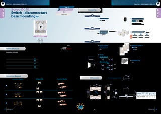 1716 dimensions:   inches   millimeters
S max (Cu)
H max
(Cu)
L max
(Cu)
M
in - mm2
in - mm in - mm Nxm lbfxin
0.08x11.8
 2x300
0.08x0.39
 2x10
1.97
 50
M14 45 398
600
1000 Vdc
A
4P
2.36
60
15.6  396
5.39
137
5.51  140
2.36
60
max 5.98  152
min 0.51  13
1.65
42
0.55
14
5.39  137
1.53
39 0.31
8
13.38 340
7.48 190
12.79  325
5.90  150 6.89  175
5.51  140
1.57
40
ø0.35
9
11.41 290
9.84 250
7.48 190
2.95
75
2.95
75
2.95
75
øM14
L
P
S5-06004PR00L
tests:
Switch - disconnectors
base mounting 4P
Size 3
Accessories
Dimensions
Connection diagram
Panel drilling for panel handle
	Direct handle
	 CODE DS-LI31
	Panel handle  without shaft
	IP65  UL50E/NEMA 250
	 Types: 1, 3R, 4, 4X y 12
	 CODE DS-LA33
	Panel handle  shaft included *(e1)
	IP65  UL50E/NEMA 250
	 Types: 1, 3R, 4, 4X y 12
	 CODE DS-LA31
	Auxiliary contacts
	 1NA+1NC  CODE D5LAU01
	2NA+2NC  CODE D5LAU02
	 Ie = 16 A (resistive loads)
	 4 A (inductive loads) at 250 Vac.
	Terminal lug  (4 units)
	 CODE DS-TL31
CODE - 600A 
SWITCH - DISCONNECTORS O-ISWITCH - DISCONNECTORS O-I
S5000 DC UL
S5DCUL
S5DCUL
series
series
Connection diagram Bridging links Terminal shrouds
A
B
C
	Bridging links *(p)
	 A B   CODE  DS-PI320L (2 units)
		 C   CODE  DS-PI330L (3 units)
*(p)
To meet the operation and electrical features, the product
installed must incorporate the terminal shrouds  bridging
links indicated.
	Terminal shrouds *(p)
  (2 units)
A B C
TOP DS-CU380L DS-CU300L DS-CU300L
BOTTOM DS-CU390L DS-CU310L DS-CU380L
	Shafts
Standard shaft included *(e1)
L P
7.32  186 5.71... 9.53  145... 242
Shaft extensions
Type 1
L P CODE
13.2  336 5.71... 15.8  145... 402 DS-EP32
Type 2
L P CODE
21.1  535 5.71... 23.6  145... 600 DS-EP24
1.10
28
1.57
40
ø0.22
ø5,5
ø1.34
ø34
According to UL98B
 
Rated thermal current Ith -20ºC to +50ºC  A 600
Ie 1000 Vdc A 600
Rated short-circuit current Icc kA 10
Maximum weight (without bridging links) Kg 7,6
Wiring capacity
Minimum connection wire range/AWG MCM 350
Maximum connection wire range/AWG MCM 600
Conforms to UL98B. Minus 20 to +50ºC. PV disconnects switch. Location Category B
1000 Vdc 600 A Torque jumpers: 398 lbf·in. Short circuit rating: 10 kA
Suitable for Use in PV Systems in accordance with Article 690 of the NEC
IEC-60947-3 Uimp 12 kV DC21B - 1000 Vdc - 850 A Ui 1000 Vdc
Technical features
M10
212lbfxin/24Nxm
Switch terminals
M10
159lbfxin/
18Nxm
(2)350-600MCM/
185-300mm2
7/8-14 UNF
TORQUE
500lbfxin/56.5Nxm
4x
REF: 20209003
 