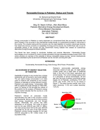 Renewable energy in pakistan | PDF