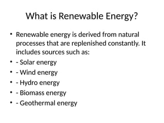 Renewable Energy Presentation for the environment | PPTX
