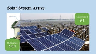Solar System Active
Photovoltaic
6.8:1
Concentrated
9:1
 