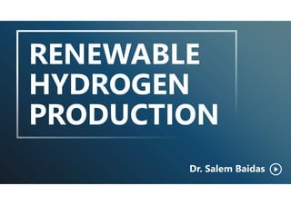 Renewable Hydrogen Production | PDF