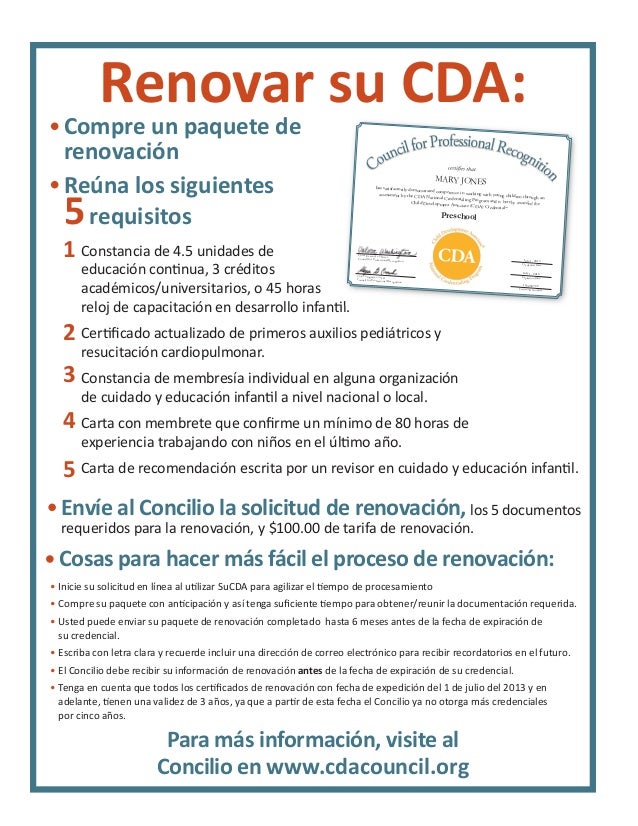 CDA Renewal flyer